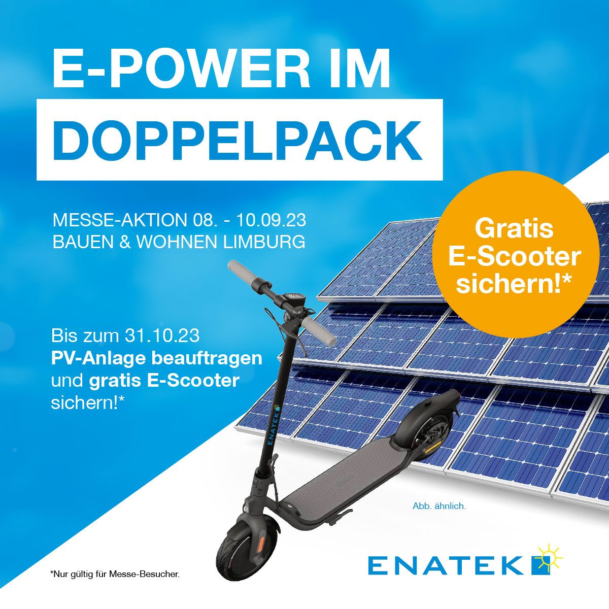 E-Power im Doppelpack - ENATEK Messe-Aktion zur "Bauen & Wohnen" 2023